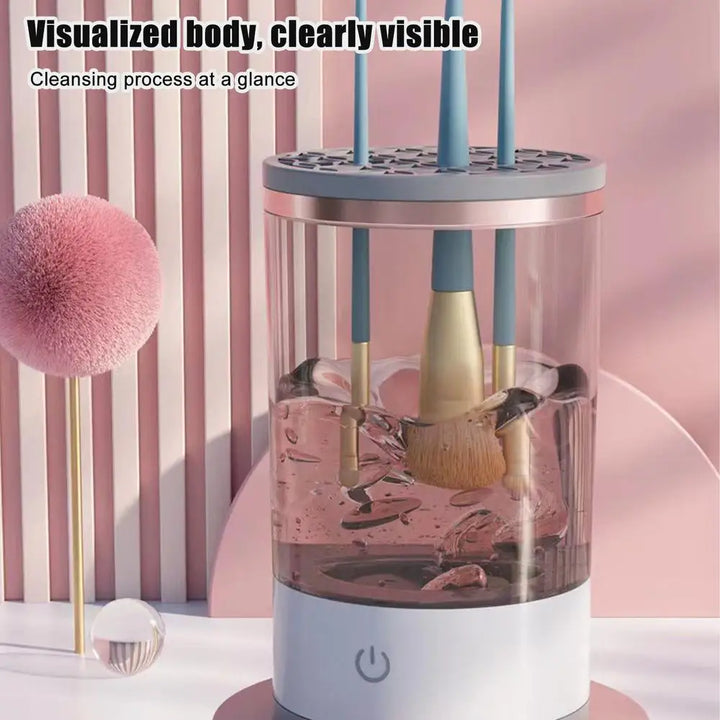 Automatic makeup brush cleaner