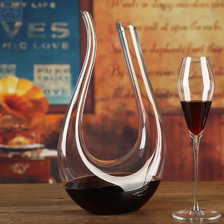 clear crystal U-shaped wine decanter