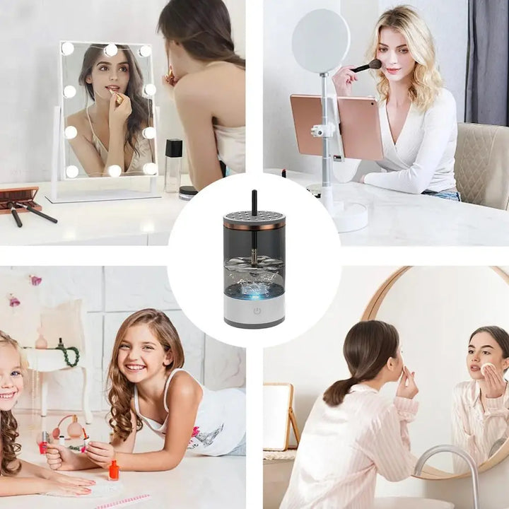 Automatic makeup brush cleaner