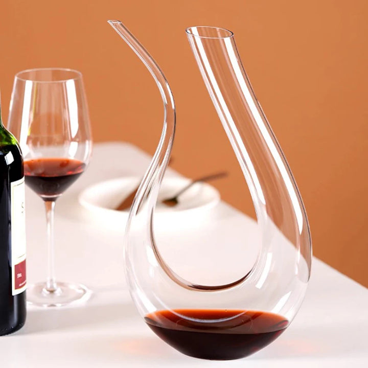 clear crystal U-shaped wine decanter